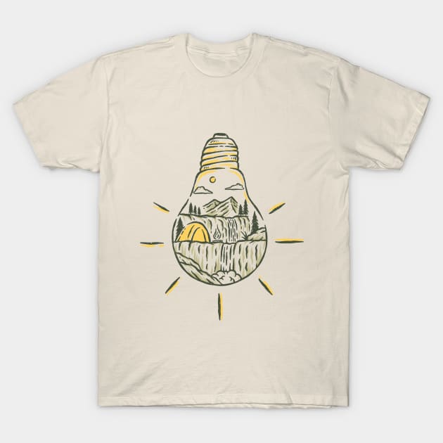 Nature Bulb Outdoor Camping T-Shirt by LukmannHak